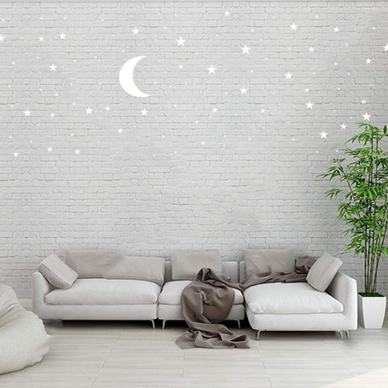 thovorrnl Moon and Stars Wall Decal Vinyl Sticker, Removable Children Kids Art DIY Sticker Mural for Boy Girls Baby Room Decoration Good Night Nursery Wall Decor Home House Bedroom Design (White) - Image 2